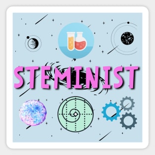 Steminist Women's Science Technology Engineering Maths STEM Stemanist Black Background Magnet